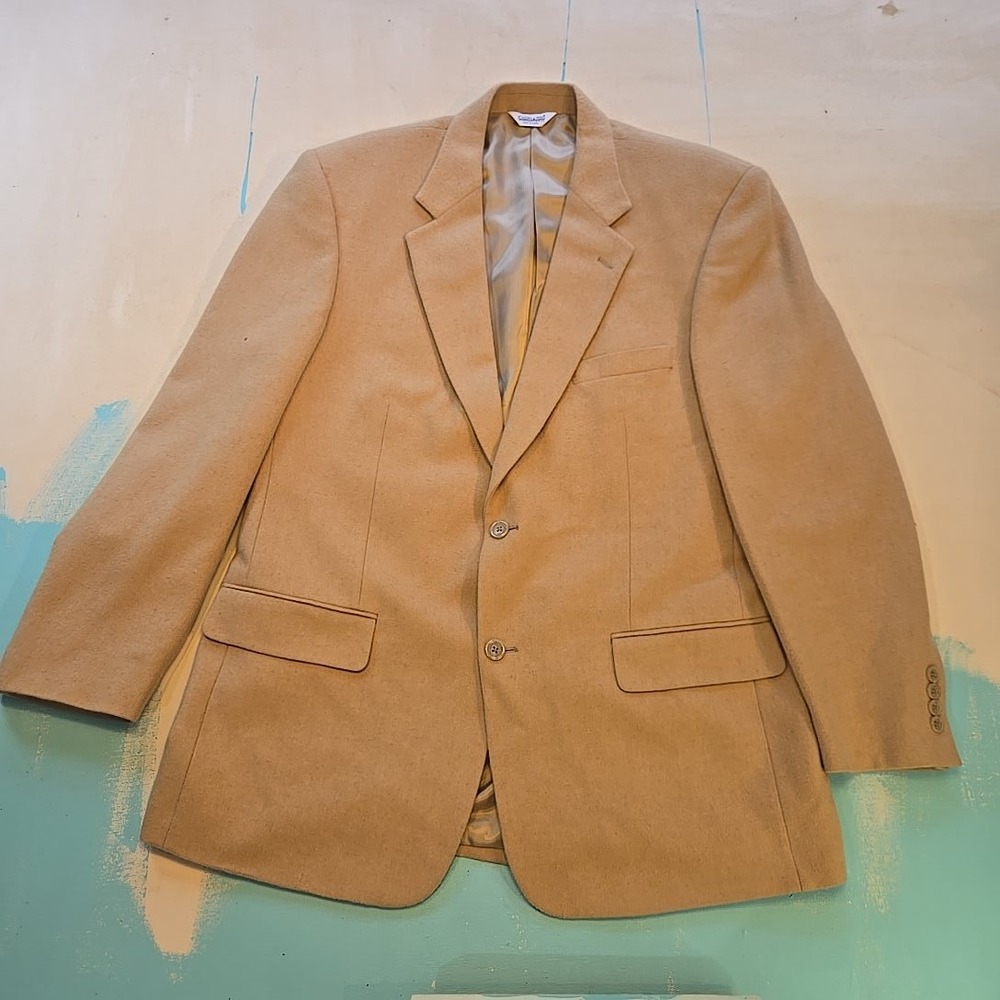 VTG Joseph Feiss Camel Hair Blazer 42 XL 80s 90s Mens Sport Coat Classic Tan USA